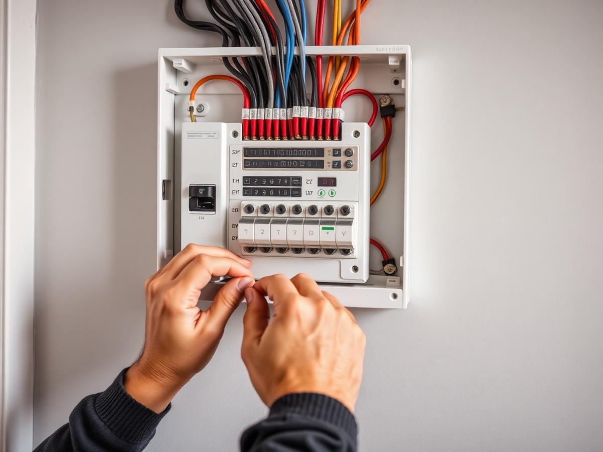 Modern domestic consumer unit being installed